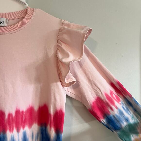 Lola & the Boys - Dip Dye Tie Dye Ruffle Sweatshirt - Girl’s Size M - Picture 3 of 7